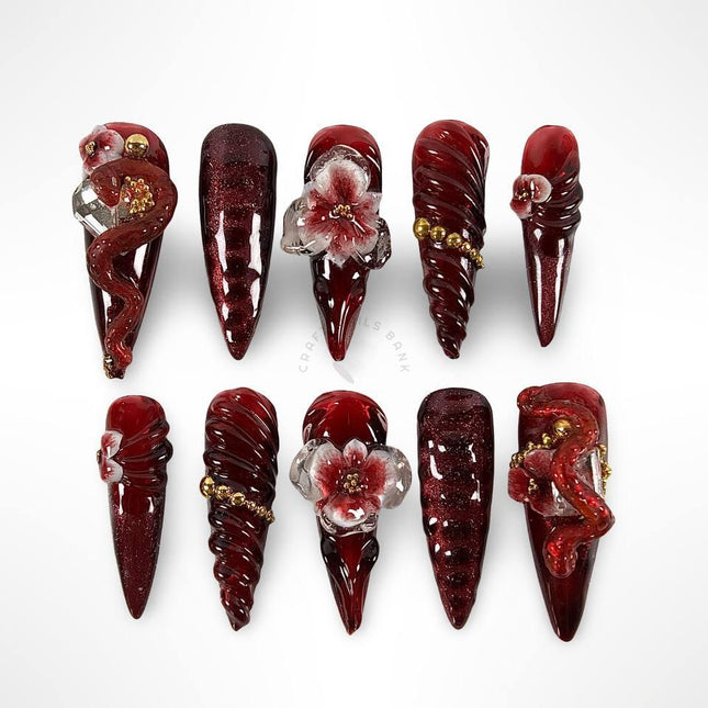 Crimson Enchantment - Press On Nails