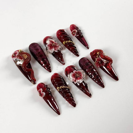 Crimson Enchantment - Press On Nails