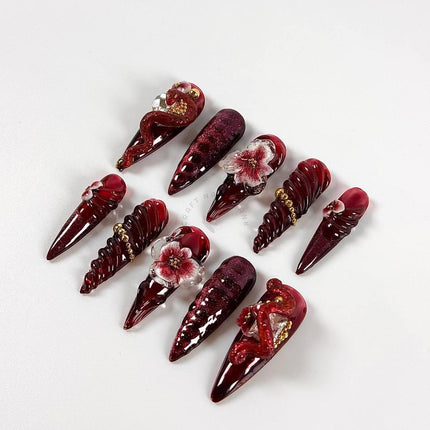 Crimson Enchantment - Press On Nails